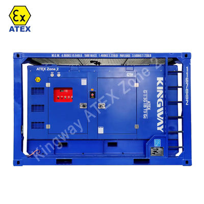 25kva 400v 50hz 3 चरण 4 तार विस्फोट प्रूफ डीजल इंजन DNV2.7-1 प्रमाणित लिफ्टिंग फ्रेम ATEX क्षेत्र 2 अपतटीय जनरेटर
