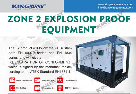 अपतटीय प्लेटफार्म कैनोपी 25kva 400v 50hz 3 चरण 4 तार विस्फोट प्रूफ डीजल इंजन ATEX क्षेत्र 2 प्रमाणित अपतटीय जनरेटर