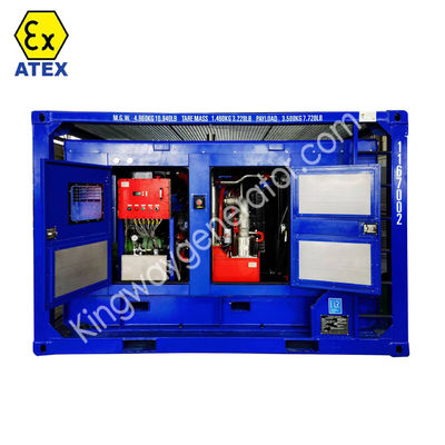 DNV2.7-1 स्किड फ्रेम प्लेटफार्म ATEX प्रमाणन 3फेज 800kw 1000kva ज़ोन2 विस्फोट प्रतिरोधी डीजल जनरेटर सेट सेवा इंजन