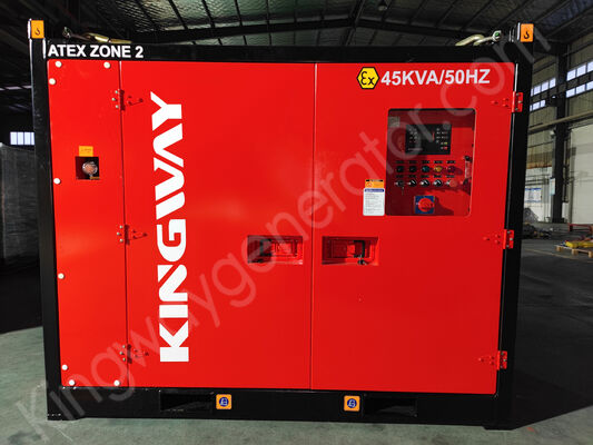 30KVA किंगवे ATEX ज़ोन 2 कॉम्पैक्ट साइलेंट एक्सप्लोशन प्रूफ डीजल जनरेटर डीएनवी लिफ्टिंग फ्रेम के साथ