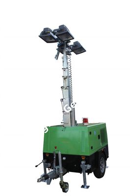 5.5 मीटर ऊंचाई 200W एलईडी मोबाइल लाइट टॉवर मैकेनिकल लिफ्टिंग