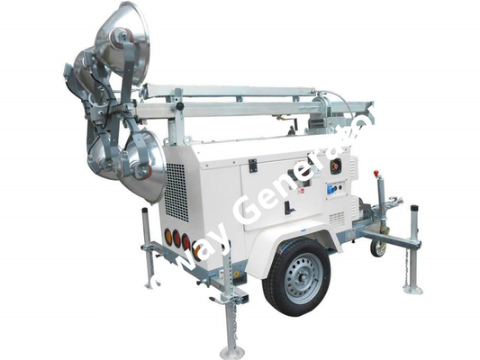 5.5 मीटर ऊंचाई 200W एलईडी मोबाइल लाइट टॉवर मैकेनिकल लिफ्टिंग
