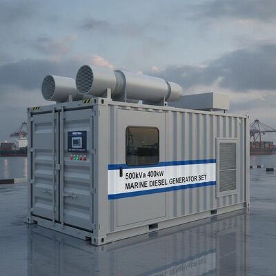 500kVA 400kW कंटेनरीकृत ध्वनिरोधी समुद्री डीजल जनरेटर सेट डीपसी एटीएस स्मार्ट कंट्रोलर के साथ
